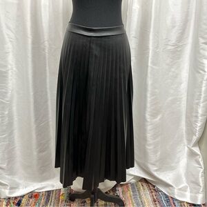 Scoop Pleated Pleather Bikercore Whimsigoth Edgy Maxi Skirt